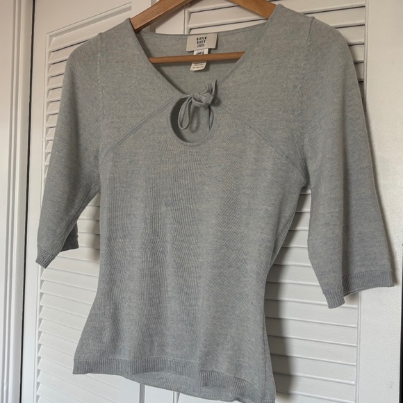 Maryam Nassir Zadeh Persephone Knit Sweater Top Keyhole Tie Merino Medium - Picture 3 of 10